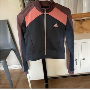 Adidas Pink and Gray Bomber Jacket with Sporty Design